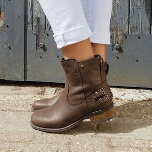 UGG Black Leather Ankle Booties